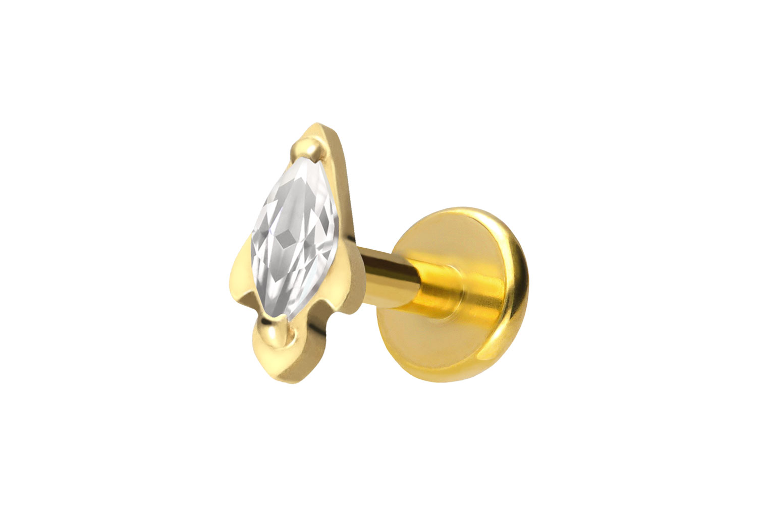 Titan Labret Piercing mit Push Fit KRISTALLRAKETE